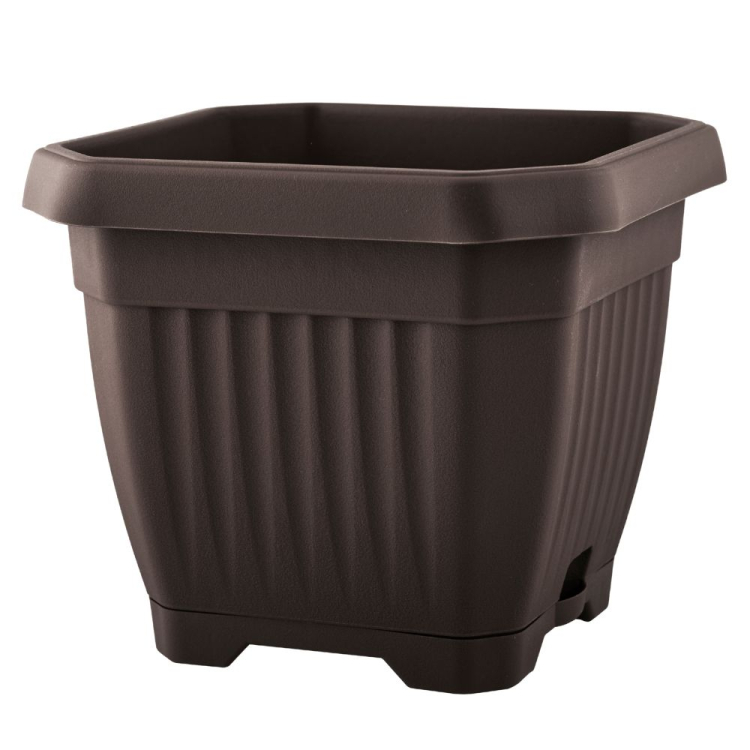 Doniczka z podstawką OCTAGON 35x35cm brązowy